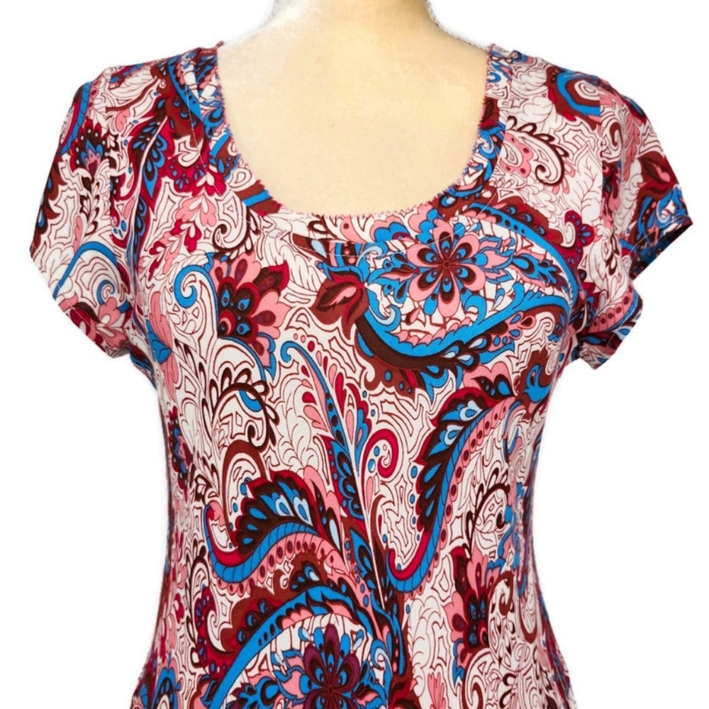 Soft Surroundings Kara Fit & Flare Flowy Pleated Floral Paisley Midi-Maxi Dress - Picture 4 of 16